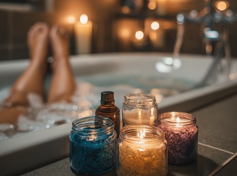 In der Badewanne entspannen nach Badrenovierung in Ratingen